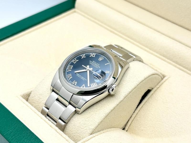 Rolex Datejust 116200 36mm Blue Roman Dial Stainless Steel Box Paper - 5
