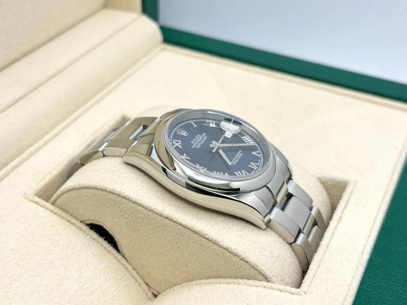 Rolex Datejust 116200 36mm Blue Roman Dial Stainless Steel Box Paper - 7