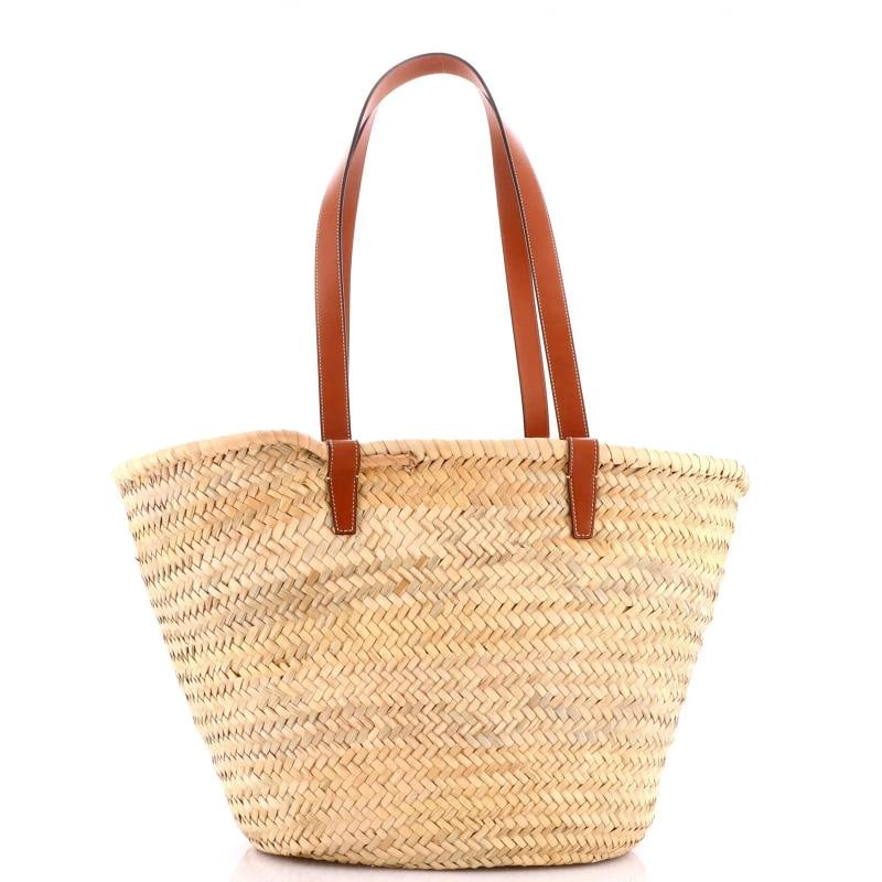 Celine Triomphe Basket Shoulder Bag Raffia with Leather Large - 3