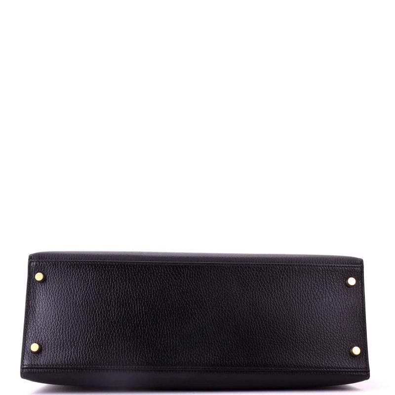 Hermes Kelly Handbag Noir Ardennes with Gold Hardware 35 - 5