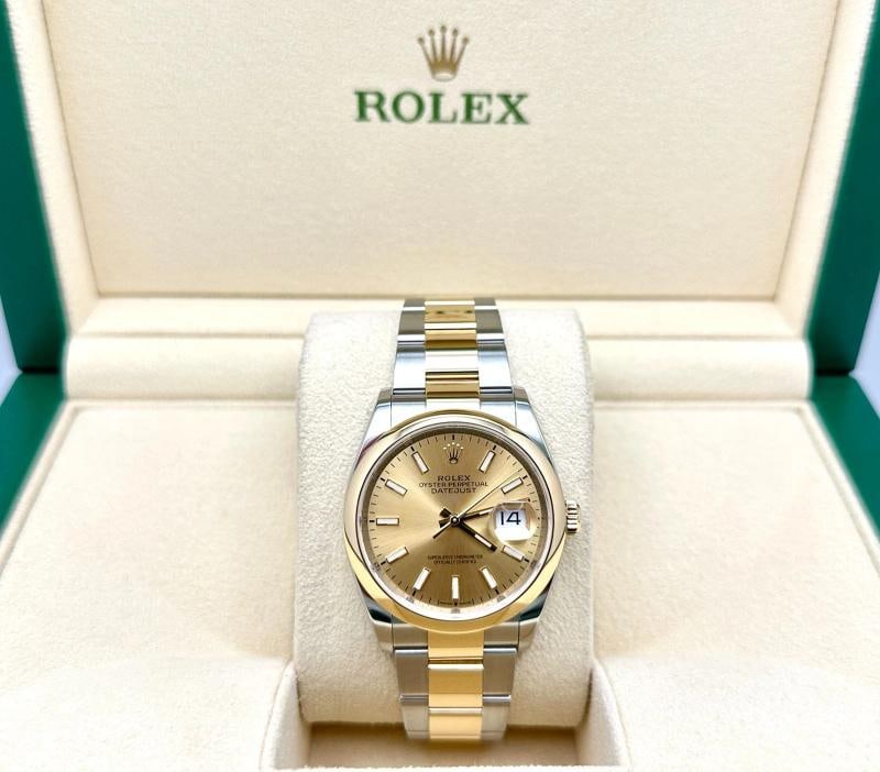 Rolex Datejust 126203 36mm Champagne Dial 18K Yellow Gold Steel Box Booklets - 2