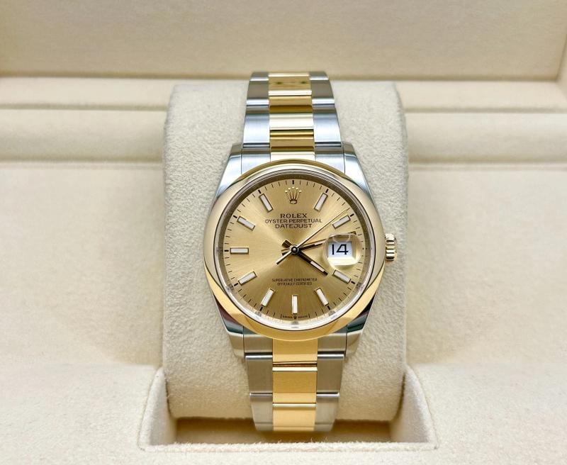 Rolex Datejust 126203 36mm Champagne Dial 18K Yellow Gold Steel Box Booklets - 3