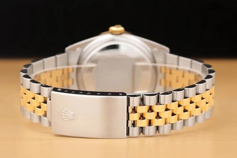 ROLEX MENS DATEJUST 16013 BLACK DIAL 18K YELLOW GOLD STAINLESS STEEL WATCH - 6