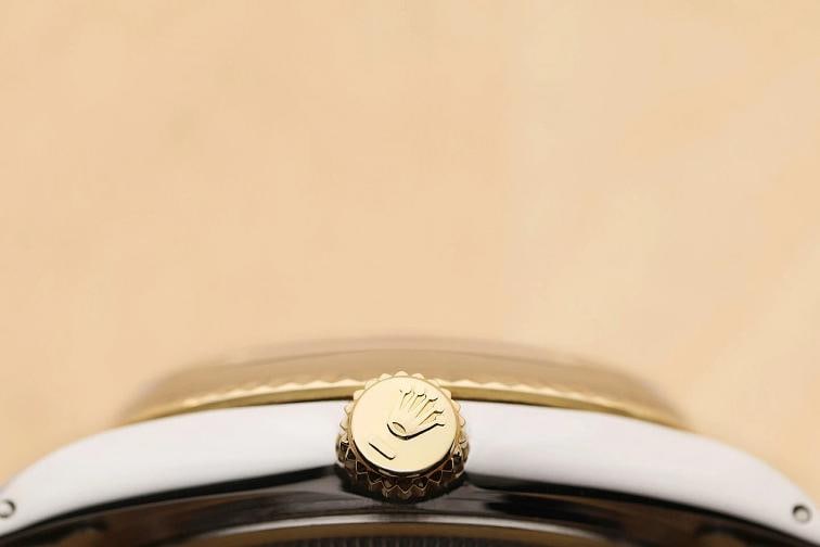 ROLEX MENS DATEJUST 16013 BLACK DIAL 18K YELLOW GOLD STAINLESS STEEL WATCH - 9