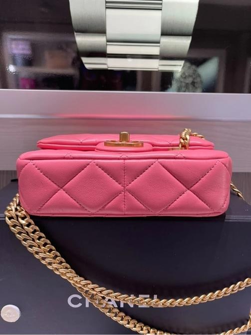 Chanel Mini Square Flap Bag Pink Quilted Lambskin with Enamel CC - 10