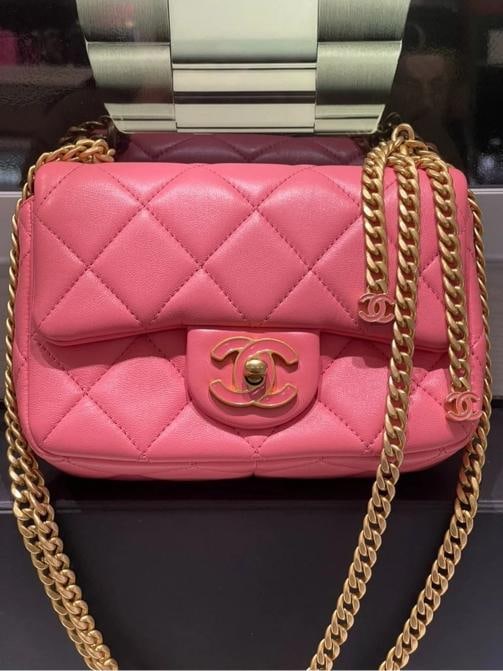 Chanel Mini Square Flap Bag Pink Quilted Lambskin with Enamel CC - 2