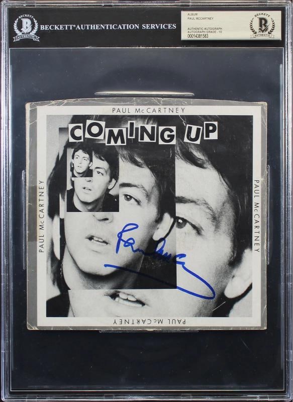 Paul McCartney Signed Coming Up 45 RPM Album Cover Auto Graded 10! BAS Slabbed: Object Type: Record,Industry: Music,Original/Reproduction: Original,Autograph Authentication: Beckett,PRODUCT_COA: Beckett,PRODUCT_SIGNED_BY_NAME: Paul McCartney,PRODUCT_SIGNED_BY_BRAND: The