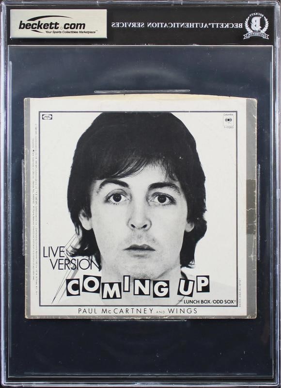 Paul McCartney Signed Coming Up 45 RPM Album Cover Auto Graded 10! BAS Slabbed - 2