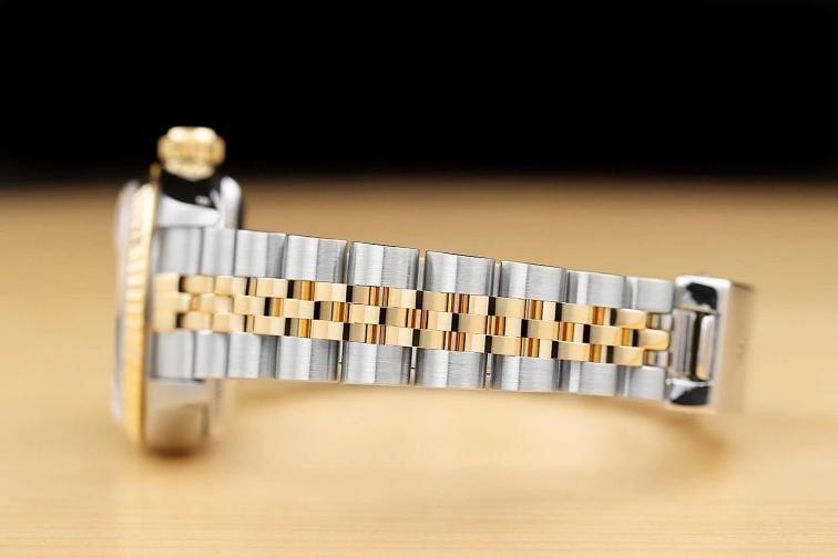 ROLEX LADIES DATEJUST 69173 ICE BLUE FACTORY DIAMOND DIAL 18K GOLD STEEL WATCH - 5