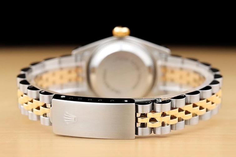 ROLEX LADIES DATEJUST 69173 ICE BLUE FACTORY DIAMOND DIAL 18K GOLD STEEL WATCH - 6