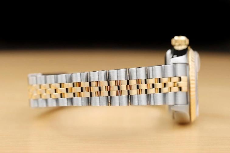 ROLEX LADIES DATEJUST 69173 ICE BLUE FACTORY DIAMOND DIAL 18K GOLD STEEL WATCH - 8
