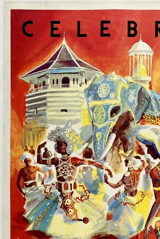 Original Vintage Poster SEE BUDDHA JAYANTI IN CEYLON Travel Tourism Sri Lanka OL - 2