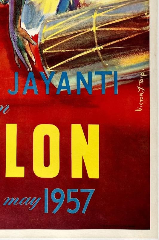 Original Vintage Poster SEE BUDDHA JAYANTI IN CEYLON Travel Tourism Sri Lanka OL - 5