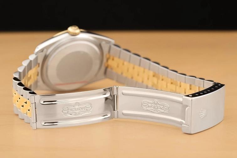ROLEX MENS DATEJUST 16013 SILVER DIAMOND DIAL 18K YELLOW GOLD STEEL WATCH - 10