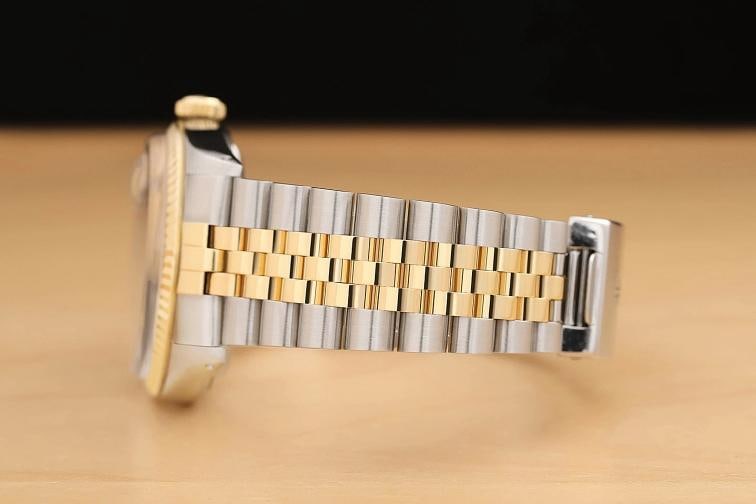 ROLEX MENS DATEJUST 16013 SILVER DIAMOND DIAL 18K YELLOW GOLD STEEL WATCH - 5
