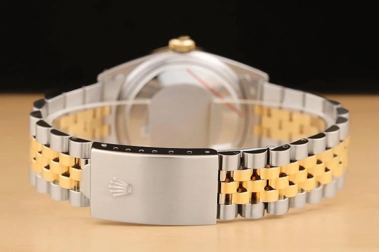 ROLEX MENS DATEJUST 16013 SILVER DIAMOND DIAL 18K YELLOW GOLD STEEL WATCH - 6