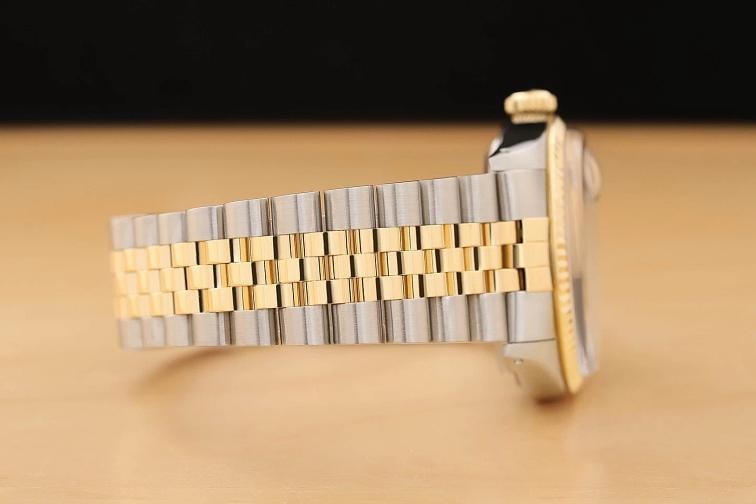ROLEX MENS DATEJUST 16013 SILVER DIAMOND DIAL 18K YELLOW GOLD STEEL WATCH - 8