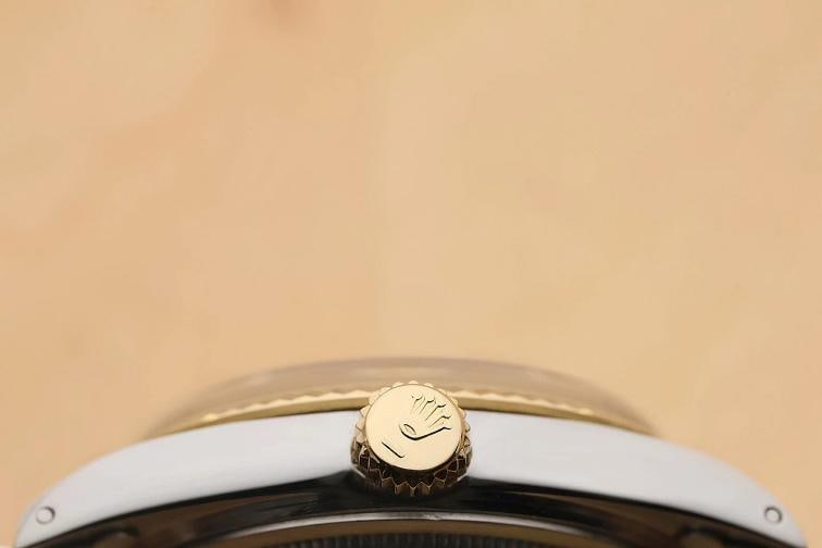 ROLEX MENS DATEJUST 16013 SILVER DIAMOND DIAL 18K YELLOW GOLD STEEL WATCH - 9