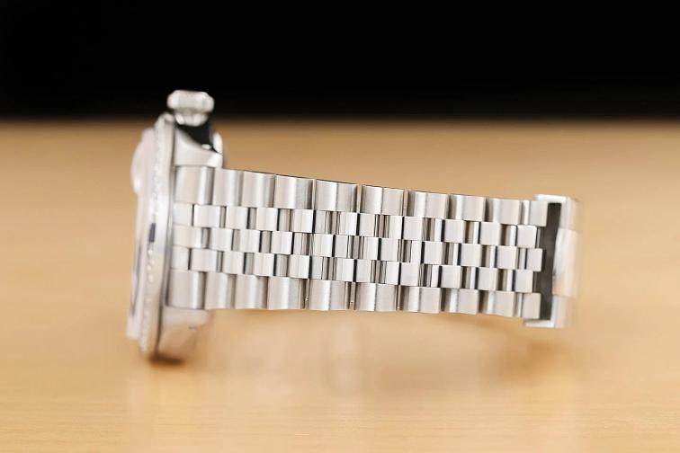 ROLEX OYSTER PERPETUAL DATE 1500 STEEL MOTHER OF PEARL DIAMOND SAPPHIRE WATCH - 5