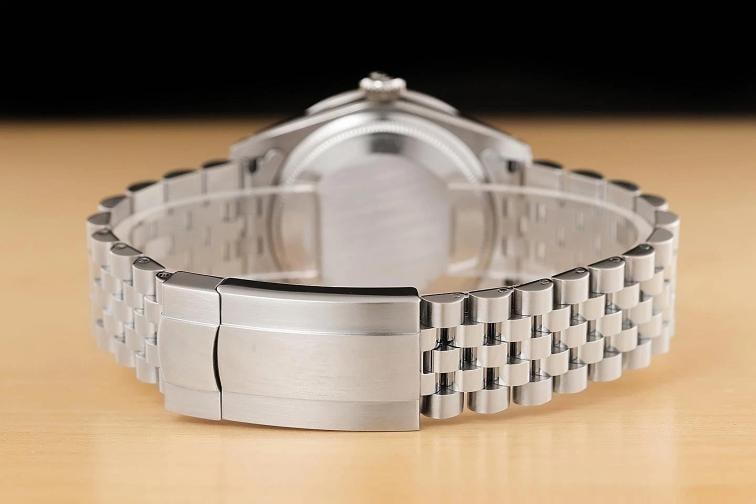 ROLEX OYSTER PERPETUAL DATE 1500 STEEL MOTHER OF PEARL DIAMOND SAPPHIRE WATCH - 6