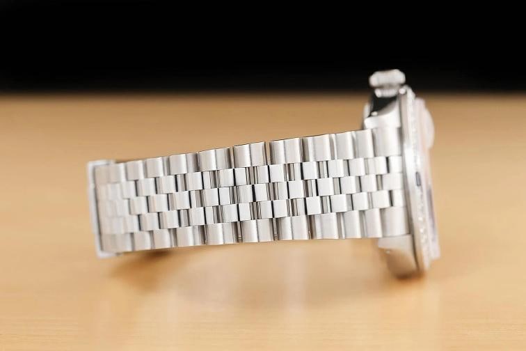ROLEX OYSTER PERPETUAL DATE 1500 STEEL MOTHER OF PEARL DIAMOND SAPPHIRE WATCH - 8