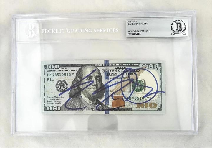 Sylvester Stallone Signed $100 Bill US Currency Beckett BAS COA: Condition: New: A brand-new, unused, unopened, undamaged item (including handmade items). New: A brand-new, unused, unopened, undamaged item (including handmade items).,Modified Item: No,Country of