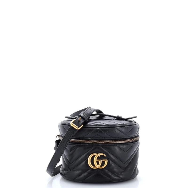 Gucci GG Marmont Vanity Backpack Matelasse Leather Mini: Condition: Pre-owned - Fair,Brand: Gucci,Exterior Material: Leather,Style: Backpacks,Exterior Color: Black,Department: Women,Size: Mini