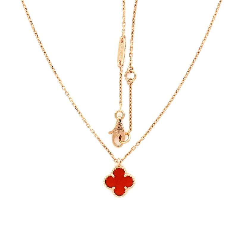 Van Cleef & Arpels Sweet Alhambra Pendant Necklace 18K Rose Gold and Carnelian - 3