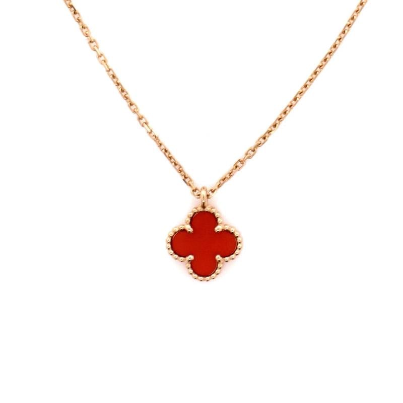 Van Cleef & Arpels Sweet Alhambra Pendant Necklace 18K Rose Gold and Carnelian - 4