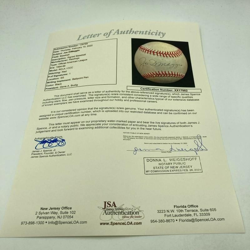 Nice Joe Dimaggio Signed Official American League Baseball JSA COA - 4