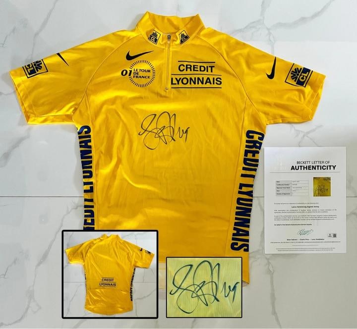 Lance Armstrong Signed Jersey Tour de France Beckett BAS 1 COA: Condition: New: A brand-new, unused, unopened, undamaged item (including handmade items).New: A brand-new, unused, unopened, undamaged item (including handmade items).,Modified Item: