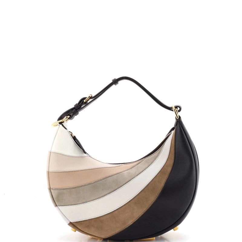 Fendi Fendigraphy Bag Striped Leather and Suede Small: Condition: Pre-owned - Excellent,Brand: Fendi,Exterior Material: Leather, Suede,Style: Hobos,Exterior Color: Multicolor,Department: Women,Size: Small Estimated Retail Price: $3,290 Condition: