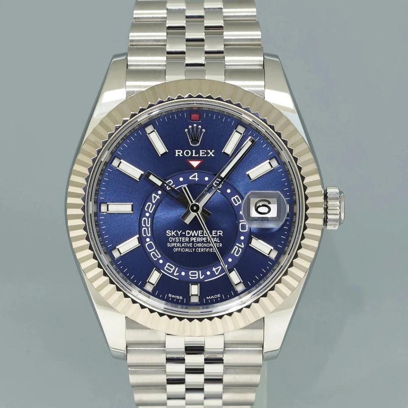 NEW PAPERS Rolex 326934 Sky-Dweller Steel BLUE Jubilee Fluted 42mm Watch Box - 2