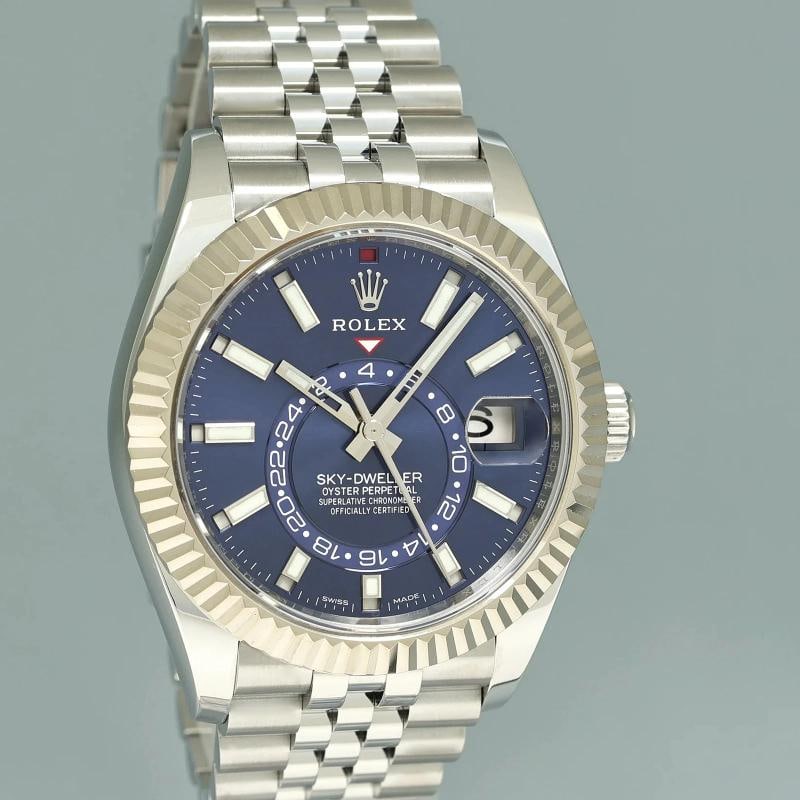 NEW PAPERS Rolex 326934 Sky-Dweller Steel BLUE Jubilee Fluted 42mm Watch Box - 3