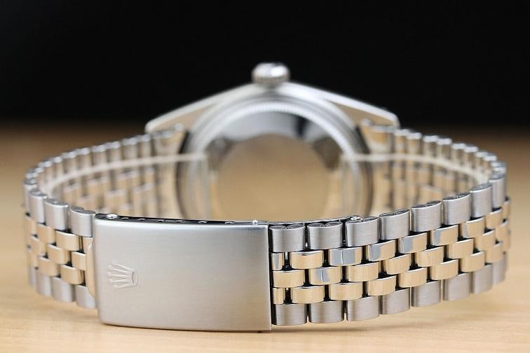 ROLEX MENS DATEJUST 1601 18K WHITE GOLD STAINLESS STEEL SILVER DIAMOND WATCH - 6