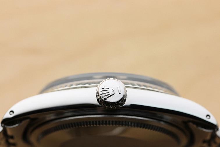 ROLEX MENS DATEJUST 1601 18K WHITE GOLD STAINLESS STEEL SILVER DIAMOND WATCH - 8