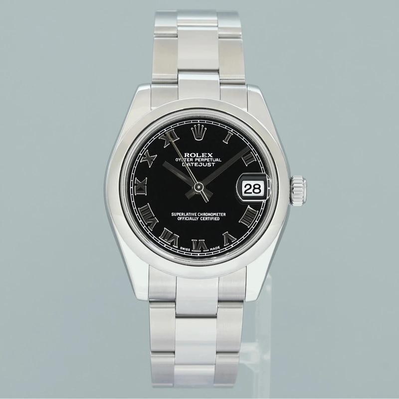 2010 PAPERS MINT Rolex Datejust 178240 Stainless Steel 31mm Black Roman Watch - 2