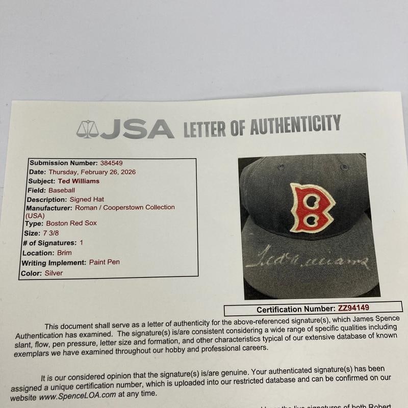 Ted Williams Signed Boston Red Sox Authentic Game Model Hat JSA COA - 7