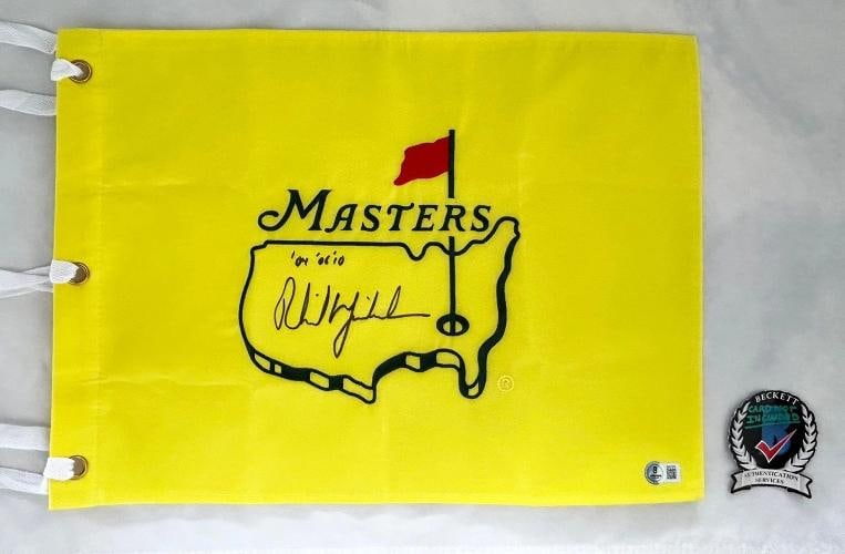 Phil Mickelson Signed Masters Flag with Winning Dates Beckett BAS COA: Condition: New: A brand-new, unused, unopened, undamaged item (including handmade items). nNew: A brand-new, unused, unopened, undamaged item (including handmade items)Country of Origin: United
