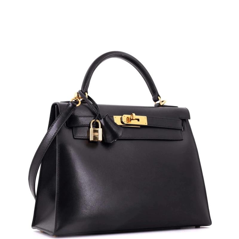 Hermes Kelly Handbag Noir Box Calf with Gold Hardware 28 - 3
