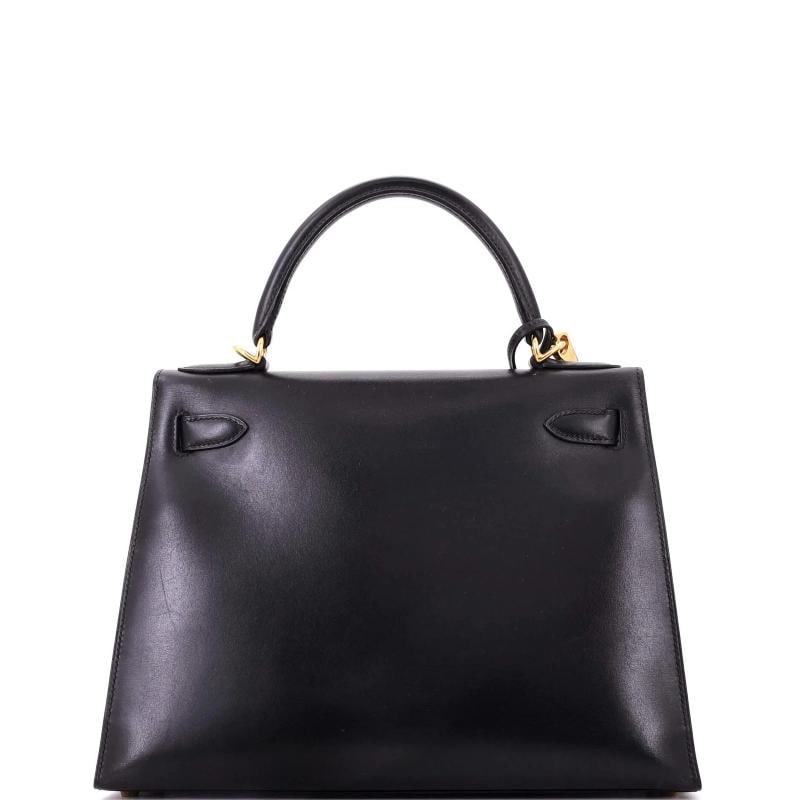 Hermes Kelly Handbag Noir Box Calf with Gold Hardware 28 - 4
