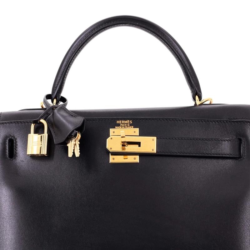 Hermes Kelly Handbag Noir Box Calf with Gold Hardware 28 - 7