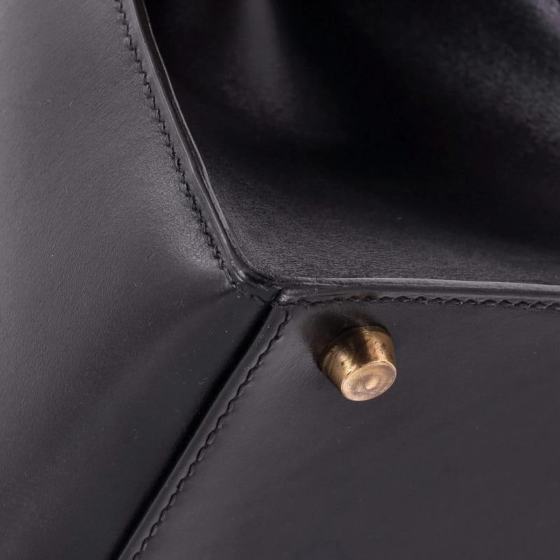 Hermes Kelly Handbag Noir Box Calf with Gold Hardware 28 - 8