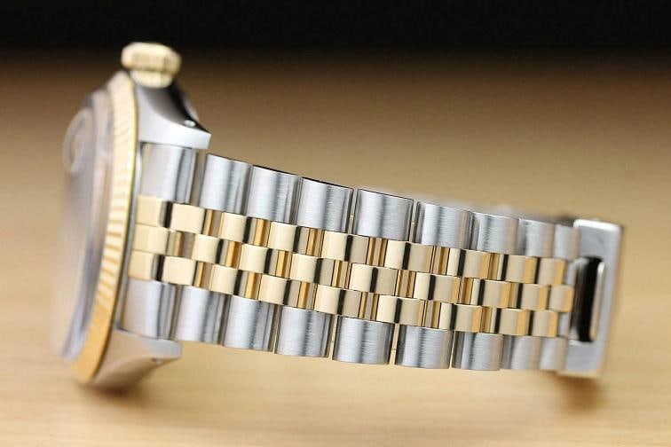 ROLEX MENS DATEJUST 16013 BLUE DIAMOND 18K YELLOW GOLD STAINLESS STEEL WATCH - 5