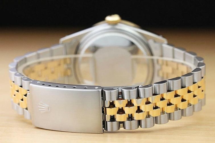 ROLEX MENS DATEJUST 16013 BLUE DIAMOND 18K YELLOW GOLD STAINLESS STEEL WATCH - 6