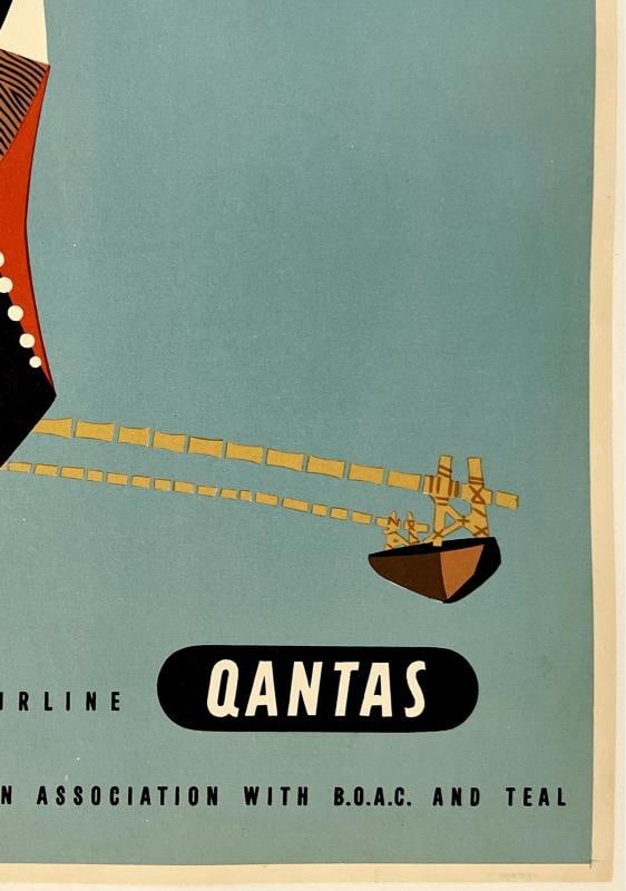 Original Vintage Poster PACIFIC ISLANDS QANTAS Airline Travel Tourism 15 x 20 OL - 5
