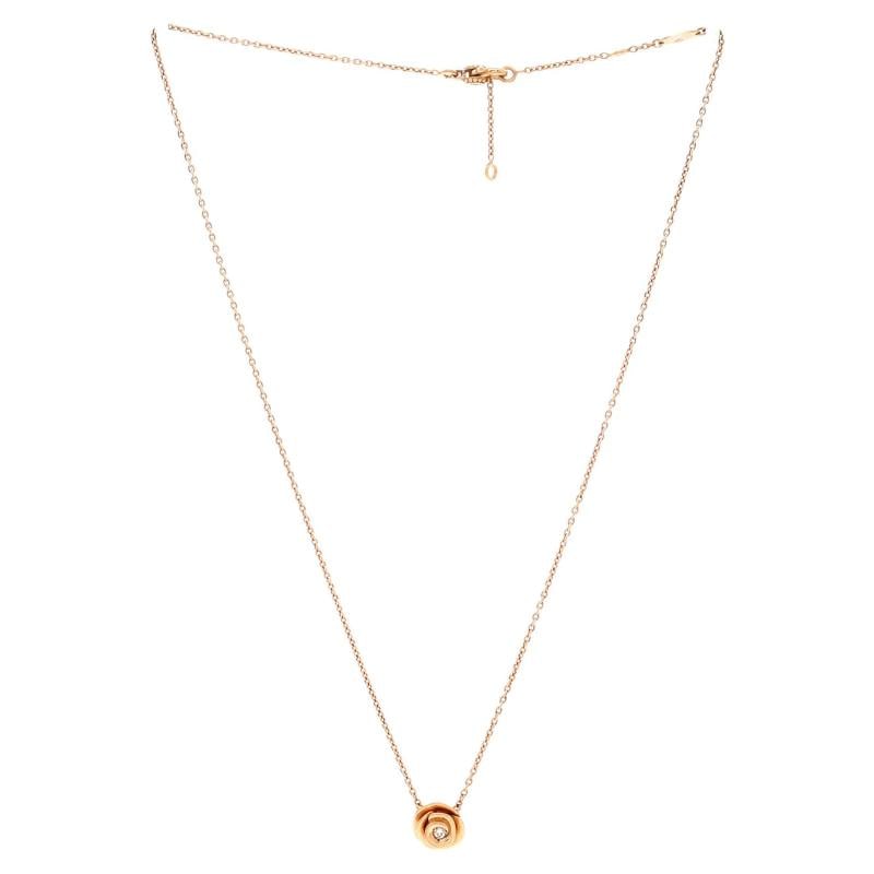 Christian Dior Rose Couture Pendant Necklace 18K Rose Gold with Diamonds - 3