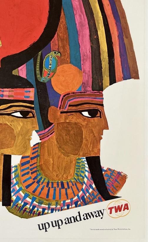 Original Vintage Poster EGYPT UAR FLY TWA UP UP AND AWAY Airline Travel Klein OL - 5