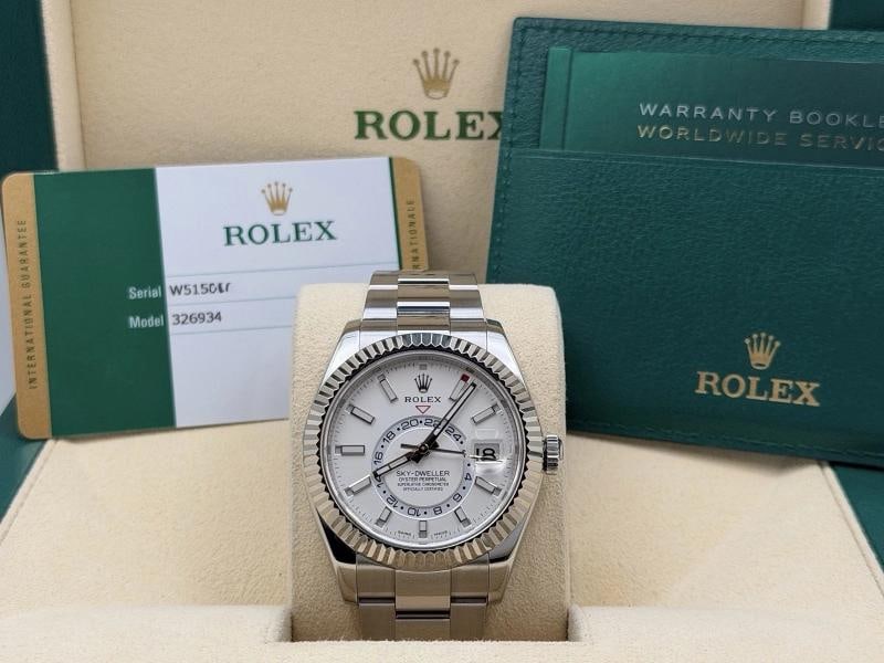 Rolex Sky Dweller 326934 42mm White Dial 18k Gold Stainless Steel Box Paper - 10