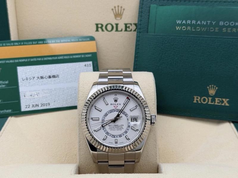 Rolex Sky Dweller 326934 42mm White Dial 18k Gold Stainless Steel Box Paper - 2